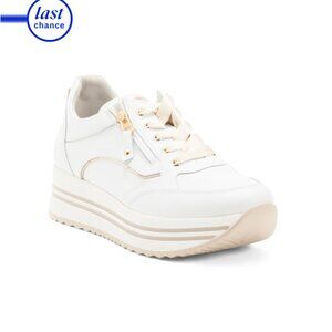 NEROGIARDINI White Made In Italy Leather Zipper Platform Sneakers